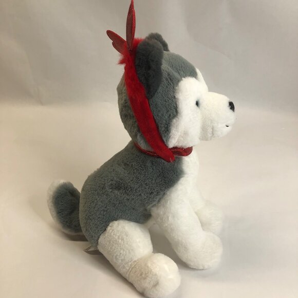 FAO Schwarz 12" Sparkles Plush Husky with Red Heart Boppers New with Tags - Picture 5 of 13